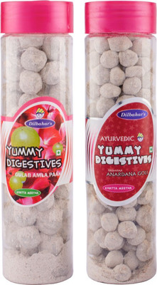 

Dilbahar Gulab Amla Paak (200g)& Anardana Goli(210g) Rose, myrobalan, pomegranate Sour Candy(Pack of 2)