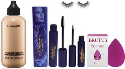 

Brutus Sponge Puff , EyeLashes &Padma Eye liner &Mascara Face And Body Foundation(Set of 5)