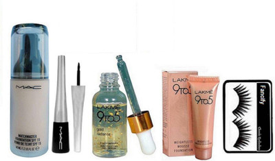 

Fancify Eyelashes, MAC Match Master SPF 15 Make-Up Foundation, Mac liquid Eyeliner, 9to5 Face Serum,9to5 Mousse foundation(Set of 5)