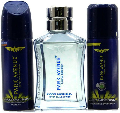 

Park Avenue Good Morning Deo Shots, After Shave Lotion & Shaving Foam(Set of 3)