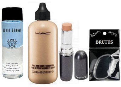 

BRUTUS Silicon Puff, Mac Face And Body Foundation, Concealer Stick, Bobbi Brown Long Wear Makeup Remover(Set of 4)
