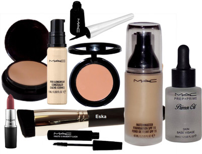 

eska MakeUp Brush, Matchmaster Foundation SPF 15, Compact, Pro Longwear Concealer, Blusher, Liquid Eyeliner, Haute And Naughty Mascara, Lipstick, Prep+Prime Primer Oil(Set of 9)