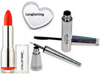 

Longlasting Silicon Puff,colorbar matte velvet lipstick & Mac broke candy eyeliner with waterproof mascara(Set of 4)
