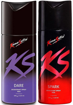 

KamaSutra Kama Sutra Dare-Spark Deodorant Spray for Men 300 ml (Pack of 2) Body Spray - For Men Body Spray - For Men(300 ml, Pack of 2)