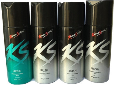 

KamaSutra 1 URGE AND 3 RUSH ( PACK OF 4) Body Spray - For Men & Women(600 ml, Pack of 4)