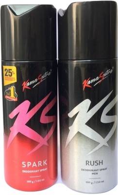 

KamaSutra 1 RUSH 1 SPARK PACK OF 2 Body Spray - For Men & Women(300 ml, Pack of 2)