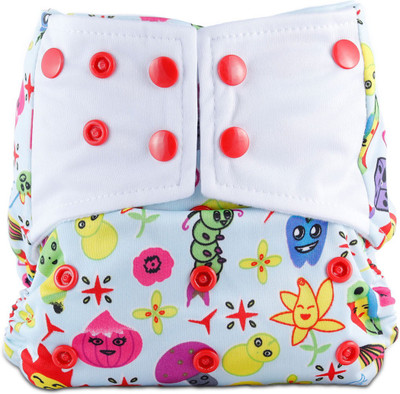 Bumbio Reusable cloth diaper with microfiber insert for extra absorption (Cartoon Design) - M(2 Pieces)