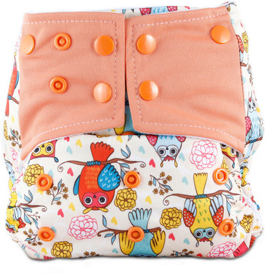 

Bumbio Reusable cloth diaper with microfiber insert for extra absorption (Owl Design) - M(2 Pieces)