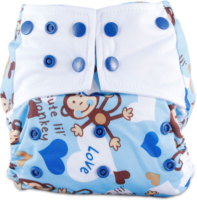 

Bumbio Reusable cloth diaper with microfiber insert for extra absorption (Monkey Design) - M(2 Pieces)