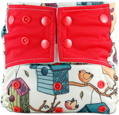 

Bumbio Reusable cloth diaper with microfiber insert for extra absorption (Birds Design) - M(2 Pieces)