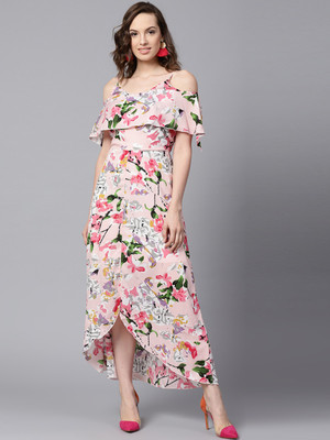 SASSAFRAS Women A-line Pink Midi/Calf Length Dress