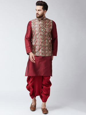 ABH Lifestyle Men Kurta Dhoti Pant Ethnic Jacket Set