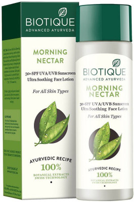 

Biotique Bio Morning Nectar Ultra Soothing Face Lotion 30+ SPF Sunscreen, 120ml(120 ml)