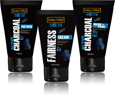 

Indus Valley MEN Grooming Kit for Perfect Fair Look (Face Wash + Mask & Scrub + Fairness Cream) 300 ml(Set of 3)
