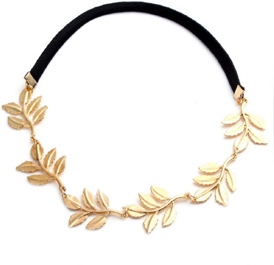 

Cloe Valentine Leaf Olive Elastic Head Band Head Band(Gold)