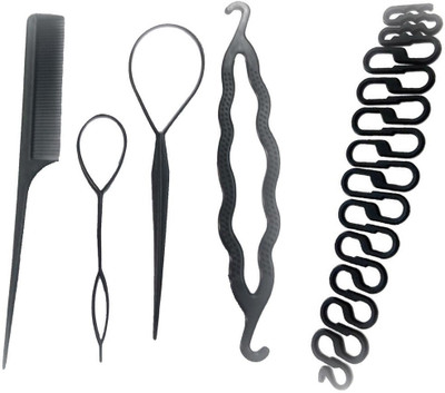 

JAMPAK Hair DIY tool and Hair Styling New Design 5 Pieces Franch Hair Braid Tool Magic Twist Styling Hair Accessory Set(Black)