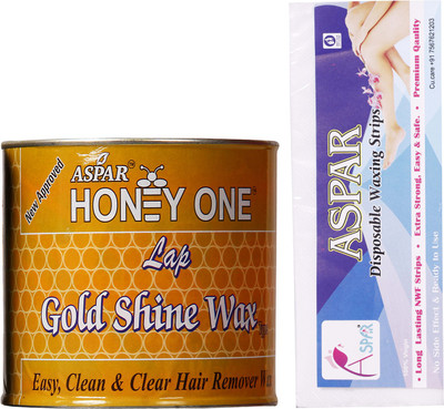 

Aspar Honey One Gold Shine Hot Wax 600gm For Hair Removal With 40pc wax Strips Wax(600 g, Set of 2)