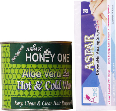 

Aspar Honey One Aloe Vera Flavored Hot Wax 600gm For Hair Removal With 40pc wax Strips Wax(600 g)