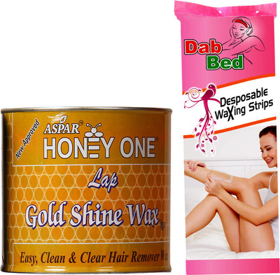

Aspar Honey One Gold Shine Hot Wax 600gm For Hair Removal With 40pc Professional wax Strips Wax(600 g, Set of 2)