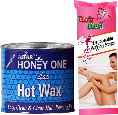 

Aspar Honey One Hot Wax 600gm For Hair Removal With 40pc Professional wax Strips Wax(600 g, Set of 2)