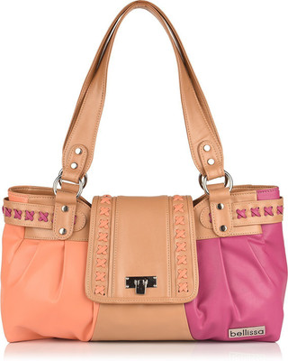 Bellissa Shoulder Bag(Beige, Pink, Orange), Beige;orange;pink