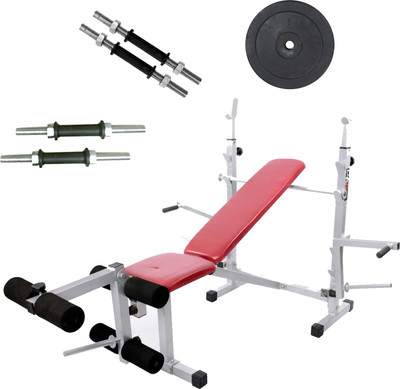 

Lifeline Multi Gym Bench 308 | Bundles With Dumbbell Rod 14" Set and Rubber Weight Plate Home Gym Combo(100 - 120 kg)