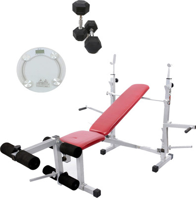 

Lifeline Multi Gym Bench 308 | Bundles With Hexa Dumbbell 5kg Set and Weight Scale Home Gym Combo(100 - 120 kg)