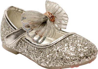 Little Soles Girls Velcro Ballerinas(Silver