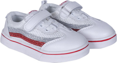 

FEETWELL Girls Velcro Sneakers(White, Red