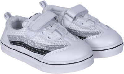 

FEETWELL Girls Velcro Sneakers(White, Black