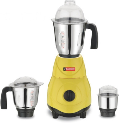 

Bakeman Lancer 750 Mixer Grinder(Yellow, 3 Jars)