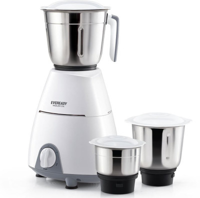 Eveready Present stylish mixer with 3 Jar Moler DX 500 Juicer Mixer Grinder(White, 3 Jars)