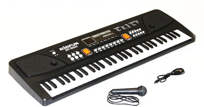 

Fun Villa 61 Keys Piano LED Display Piano Keyboard Toy with Recording,Mic & Mobile Charger Power Option(Black)