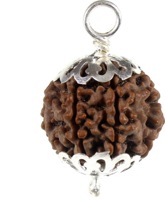 SHIVOHAM 5 Mukhi Nepal Rudraksha Silver Cap Lab Certified (Pack Of 1) Wood Pendant