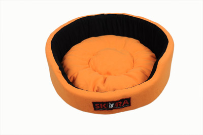 

Skora Imported High Quality Round Shape Pet Bed For Dog and Cat Large size (length and width 76 cm, depth 23 cm)|Orange And Black Color L Pet Bed(orange)