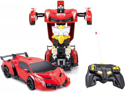 

IndusBay 1:12 Scale Remote Controlled lamborghini One Button Deformation Car R/C Robot car Transformers Autobot - Red(Red)
