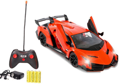 

IndusBay Remote controlled 1:14 Super Car Lamborghini Veneno RC Toy Sports Car for kids with Opening Doors Rechargeable(Orange)