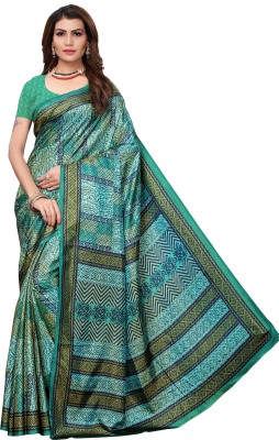 Ratnavati Printed Bhagalpuri Art Silk Saree(Green)