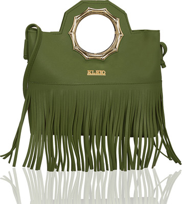 

Kleio Women Evening/Party Green PU Sling Bag
