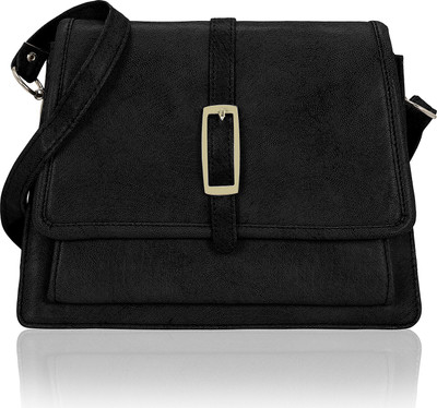 

Kleio Women Casual Black PU Sling Bag
