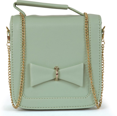 

Bagstopia Women Casual, Evening/Party Green PU Sling Bag