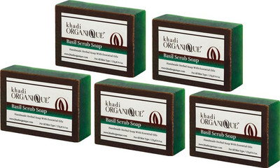 

KHADI ORGANIQUE HANDMADE BASIL SCRUB SOAP WITH ESSENTIAL OIL 625 GM PACK OF 5(625 g, Pack of 5)