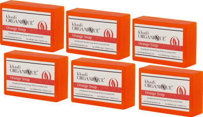 

KHADI ORGANIQUE HAND MADE ORANGE SOAP WITH ESSENTIAL OIL - 750 GM PACK OF 6(750 g, Pack of 6)
