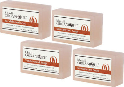 

KHADI ORGANIQUE HANDMADE SANDALWOOD SOAP WITH ESSENTIAL OIL 500 GM PACK OF 4(500 g, Pack of 4)