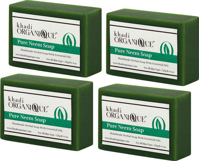 

KHADI ORGANIQUE HANDMADE PURE NEEM SOAP WITH ESSENTIAL OIL 500 GM PACK OF 4(500 g, Pack of 4)
