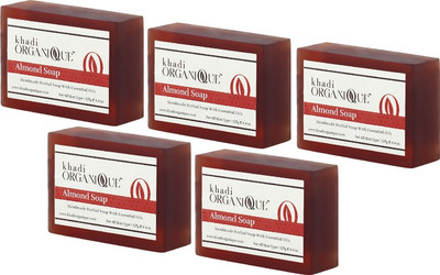 

KHADI ORGANIQUE HANDMADE ALMOND SOAP WITH ESSENTIAL OIL - 625 GM PACK OF 5(625 g, Pack of 5)