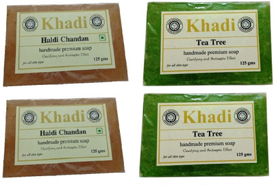 Khadi Shivalik Soap Combo - Haldi Chandan & Tea Tree(500 g, Pack of 4)