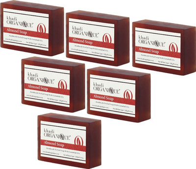 

KHADI ORGANIQUE HANDMADE ALMOND SOAP WITH ESSENTIAL OIL - 750 GM PACK 6(750 g, Pack of 6)