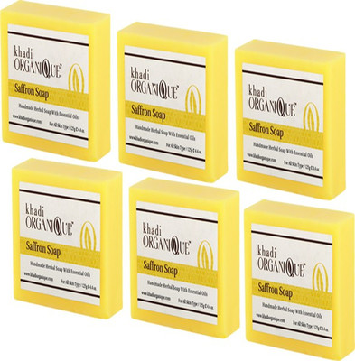 

KHADI ORGANIQUE HANDMADE SAFFRON SOAP WITH ESSENTIAL OIL 750 GM PACK OF 6(750 g, Pack of 6)
