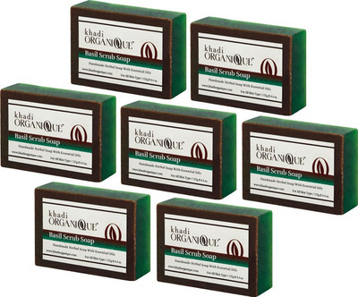 

KHADI ORGANIQUE HANDMADE BASIL SCRUB SOAP WITH ESSENTIAL OIL 875 GM PACK OF 7(875 g, Pack of 7)